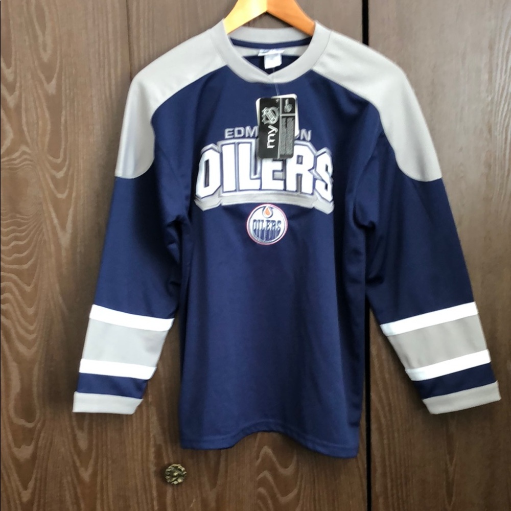 Vintage Edmonton Oilers Youth L Hockey Jersey NWT #565